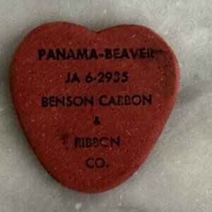 Vintage Panama Beaver Benson Carbon & Ribbon Old Houston Heart Eraser